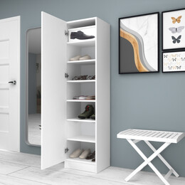 Ντουλάπα Ρούχων - Παπουτσοθήκη Petro Megapap Μονόφυλλη Χρώμα Λευκό 45x38x180εκ.