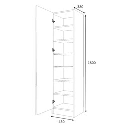 Ντουλάπα Ρούχων - Παπουτσοθήκη Petro Megapap Μονόφυλλη Χρώμα Λευκό 45x38x180εκ.