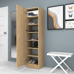 Ντουλάπα Ρούχων - Παπουτσοθήκη Petro Megapap Μονόφυλλη Χρώμα Φυσικό Οξιάς 45x38x180εκ.