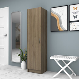 Ντουλάπα Ρούχων - Παπουτσοθήκη Petro Megapap Μονόφυλλη Χρώμα Καρυδί 45x38x180εκ.