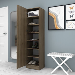 Ντουλάπα Ρούχων - Παπουτσοθήκη Petro Megapap Μονόφυλλη Χρώμα Καρυδί 45x38x180εκ.