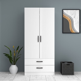Ντουλάπα Ρούχων Ricardo Megapap Δίφυλλη Χρώμα Λευκό 80x51,8x181εκ.