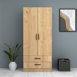 Ντουλάπα Ρούχων Ricardo Megapap Δίφυλλη Χρώμα Φυσικό Οξιάς 80x51,8x181εκ.