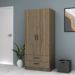 Ντουλάπα Ρούχων Ricardo Megapap Δίφυλλη Χρώμα Καρυδί 80x51,8x181εκ.