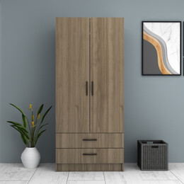 Ντουλάπα Ρούχων Ricardo Megapap Δίφυλλη Χρώμα Καρυδί 80x51,8x181εκ.