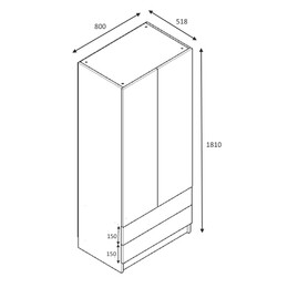 Ντουλάπα Ρούχων Ricardo Megapap Δίφυλλη Χρώμα Καρυδί 80x51,8x181εκ.