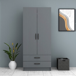 Ντουλάπα Ρούχων Ricardo Megapap Δίφυλλη Χρώμα Ανθρακί 80x51,8x181εκ.