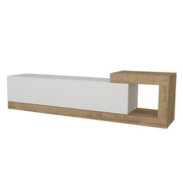 Έπιπλο Τηλεόρασης Επιτοίχιο Volare Megapap Χρώμα Λευκό - Sapphire oak 150x29,6x38,6εκ.