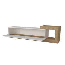 Έπιπλο Τηλεόρασης Επιτοίχιο Volare Megapap Χρώμα Λευκό - Sapphire oak 150x29,6x38,6εκ.