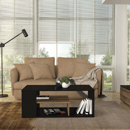 Τραπεζάκι Σαλονιού Abdera Megapap Χρώμα Μαύρο - Καρυδί 110x60x42εκ.