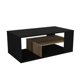Τραπεζάκι Σαλονιού Abdera Megapap Χρώμα Μαύρο - Καρυδί 110x60x42εκ.