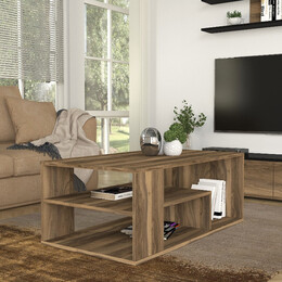 Τραπεζάκι Σαλονιού Abdera Megapap Χρώμα Καρυδί 110x60x42εκ.