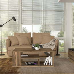 Τραπεζάκι Σαλονιού Abdera Megapap Χρώμα Καρυδί 110x60x42εκ.