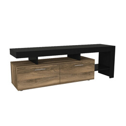 Έπιπλο Τηλεόρασης Acnes Megapap Χρώμα Μαύρο - Καρυδί 160x40x53εκ.