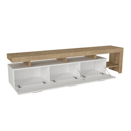 Έπιπλο Τηλεόρασης Acnes Megapap Χρώμα Λευκό - Sapphire oak 220x40x52εκ.