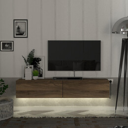Έπιπλο Τηλεόρασης Επιτοίχιο Aristo Megapap με led Χρώμα Καρυδί 135x31,6x25εκ.