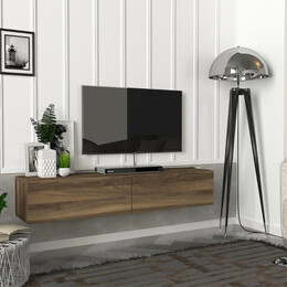 Έπιπλο Τηλεόρασης Επιτοίχιο Aristo Megapap με led Χρώμα Καρυδί 135x31,6x25εκ.