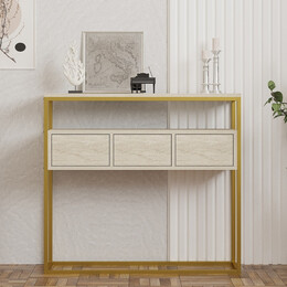 Κονσόλα Guarda Megapap Χρώμα Μπεζ Travertine - Χρυσό 100x29x90εκ.