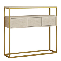 Κονσόλα Guarda Megapap Χρώμα Μπεζ Travertine - Χρυσό 100x29x90εκ.