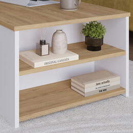 Τραπεζάκι Σαλονιού Berg Megapap Χρώμα Φυσικό Οξιάς - Λευκό 110x60x40εκ.