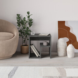 Τραπεζάκι Βοηθητικό - Κομοδίνο bon Megapap Χρώμα Γκρι Ρετρό 40x35x40εκ.