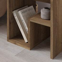 Τραπεζάκι Βοηθητικό - Κομοδίνο bon Megapap Χρώμα Ανοιχτό Καρυδί 40x35x40εκ.