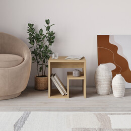 Τραπεζάκι Βοηθητικό - Κομοδίνο bon Megapap Χρώμα Φυσικό Οξιάς 40x35x40εκ.