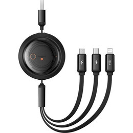 Baseus Fast Charging Cable 3in1 Free2draw usb to Micro Usb+usb-C+lightning 3.5a 1.1m Black (P10368700111-02) (Basp10368700111-02)