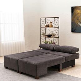 Καναπές - Κρεβάτι Πολυμορφικός Perenna Megapap Τριθέσιος Υφασμάτινος Χρώμα Ανθρακί 233x93x83εκ.