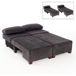 Καναπές - Κρεβάτι Πολυμορφικός Perenna Megapap Τριθέσιος Υφασμάτινος Χρώμα Ανθρακί 233x93x83εκ.