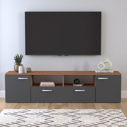 Έπιπλο Τηλεόρασης Girit Megapap Χρώμα Καρυδί - Ανθρακί 181,3x41x46,2εκ.