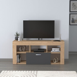 Έπιπλο Τηλεόρασης Midili Megapap Χρώμα Sapphire oak - Ανθρακί 135x42x60,7εκ.