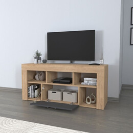 Έπιπλο Τηλεόρασης Midili Megapap Χρώμα Sapphire oak - Ανθρακί 135x42x60,7εκ.