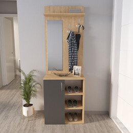 Έπιπλο Εισόδου Norva Megapap Χρώμα Sapphire oak - Ανθρακί 67,8x36,3x200,6εκ.