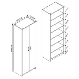 Ντουλάπα Ρούχων - Παπουτσοθήκη Renso Megapap Δίφυλλη Χρώμα Ανθρακί 59,8x37,8x178,5εκ.