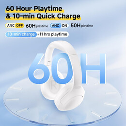 QCY H3 Lite Headset White - ANC Noise Canceling 40mm drivers 68ms latency - 60h battery