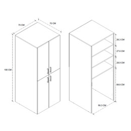 Ντουλάπα Μπάνιου - Έπιπλο Πλυντηρίου Millay Megapap Χρώμα Sapphire oak 70x70x180εκ.