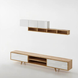 Σύνθεση Τηλεόρασης Serine Megapap Χρώμα Λευκό - oak 170x37x45εκ.