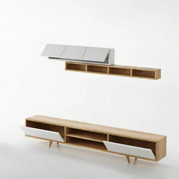 Σύνθεση Τηλεόρασης Serine Megapap Χρώμα Λευκό - oak 170x37x45εκ.