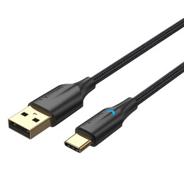 Vention Nylon Braided usb 2.0 a Male to Type-c Male 3a Cable 3m Black led Type (Ctfbi) (Venctfbi)