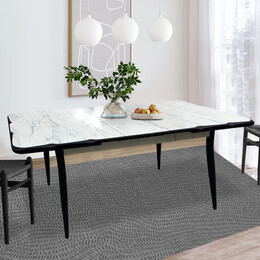 Τραπέζι Karen Megapap Επεκτεινόμενο Χρώμα Λευκό - Μαύρο 130/160x80x75εκ.