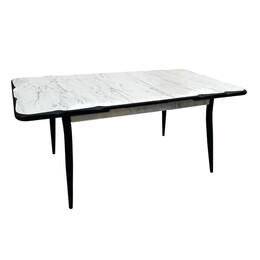 Τραπέζι Karen Megapap Επεκτεινόμενο Χρώμα Λευκό - Μαύρο 130/160x80x75εκ.