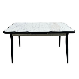 Τραπέζι Karen Megapap Επεκτεινόμενο Χρώμα Λευκό - Μαύρο 130/160x80x75εκ.