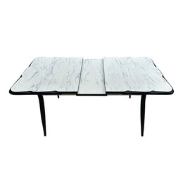 Τραπέζι Karen Megapap Επεκτεινόμενο Χρώμα Λευκό - Μαύρο 130/160x80x75εκ.