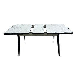 Τραπέζι Karen Megapap Επεκτεινόμενο Χρώμα Λευκό - Μαύρο 130/160x80x75εκ.