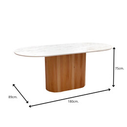 Τραπέζι Borno Megapap Χρώμα Φυσικό - Λευκό εφέ Μαρμάρου 180x89x75 εκ.