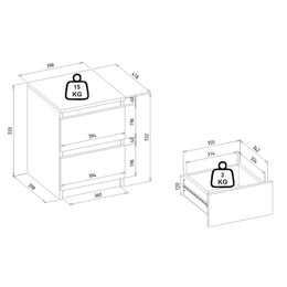 Κομοδίνο Breve Megapap Χρώμα Sapphire oak 39,8x41,8x55εκ.