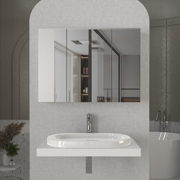 Καθρέπτης Μπάνιου Base Μegapap Χρώμα Λευκό 90x17,1x65εκ.