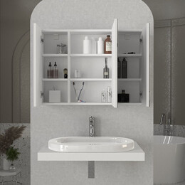 Καθρέπτης Μπάνιου Base Μegapap Χρώμα Λευκό 90x17,1x65εκ.