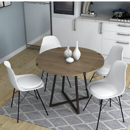 Τραπέζι Rubes Megapap Χρώμα Καρυδί - Ανθρακί 100x100x78εκ.